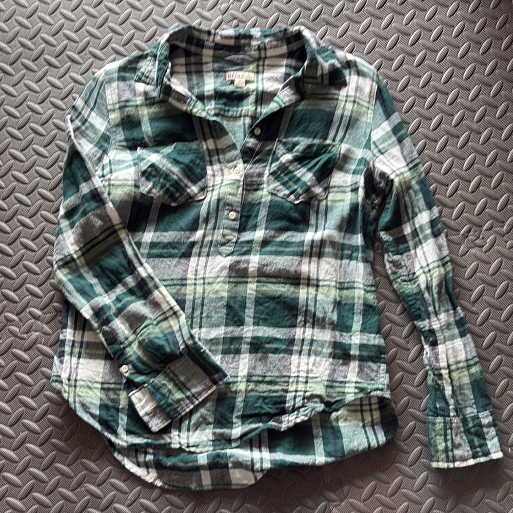Green Plaid Kids Shirt